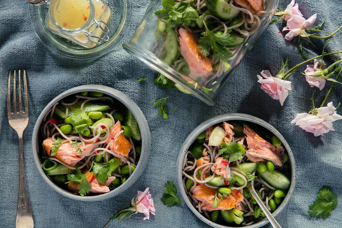 Salmon Soba Noodle Salad With Chilli And Lime Dressing Viva